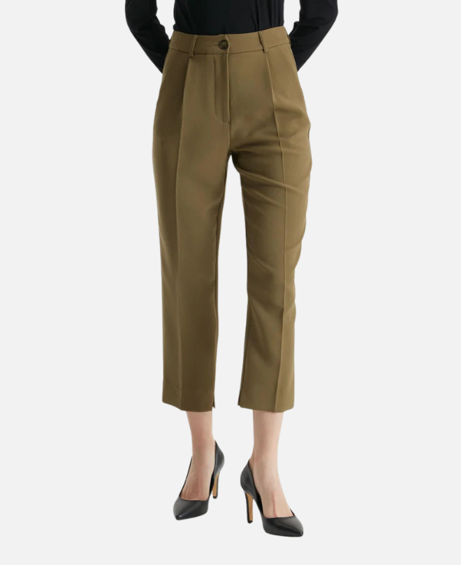 Pantalon à Taille Haute et à Plis
